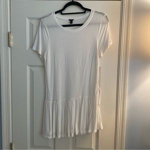 J. Crew white t shirt tunic with adjustable rouching size medium